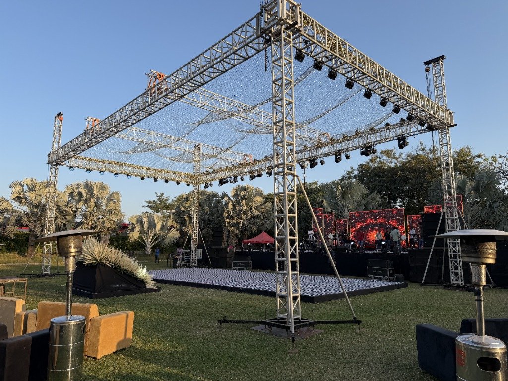 Setup In Progress - Truss and Lighting Rig Stage Construction