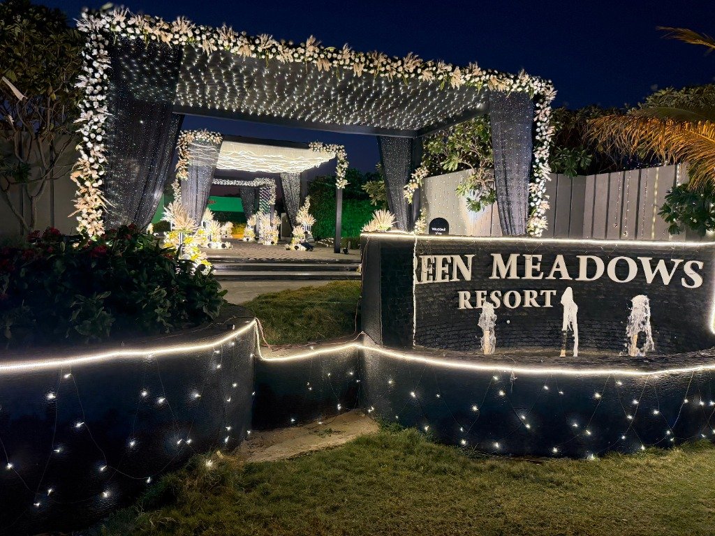 Royal Mandap Setup - Green Meadows Resort Entrance Decor